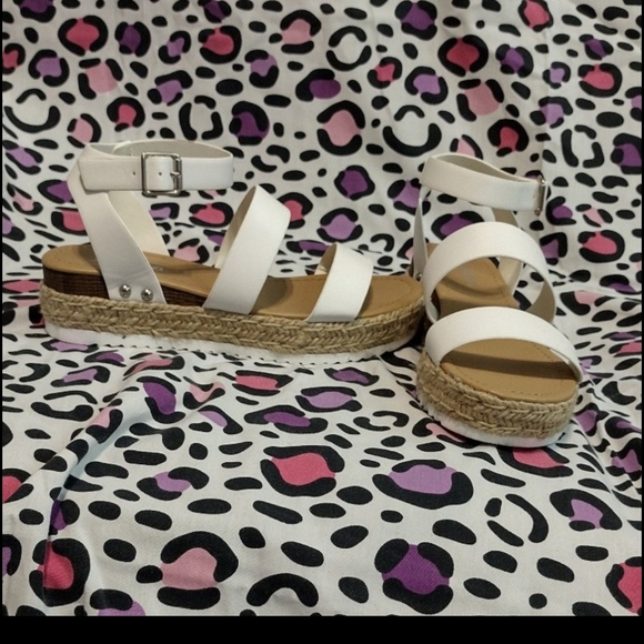 White Espadrille Sandals - Picture 1 of 5